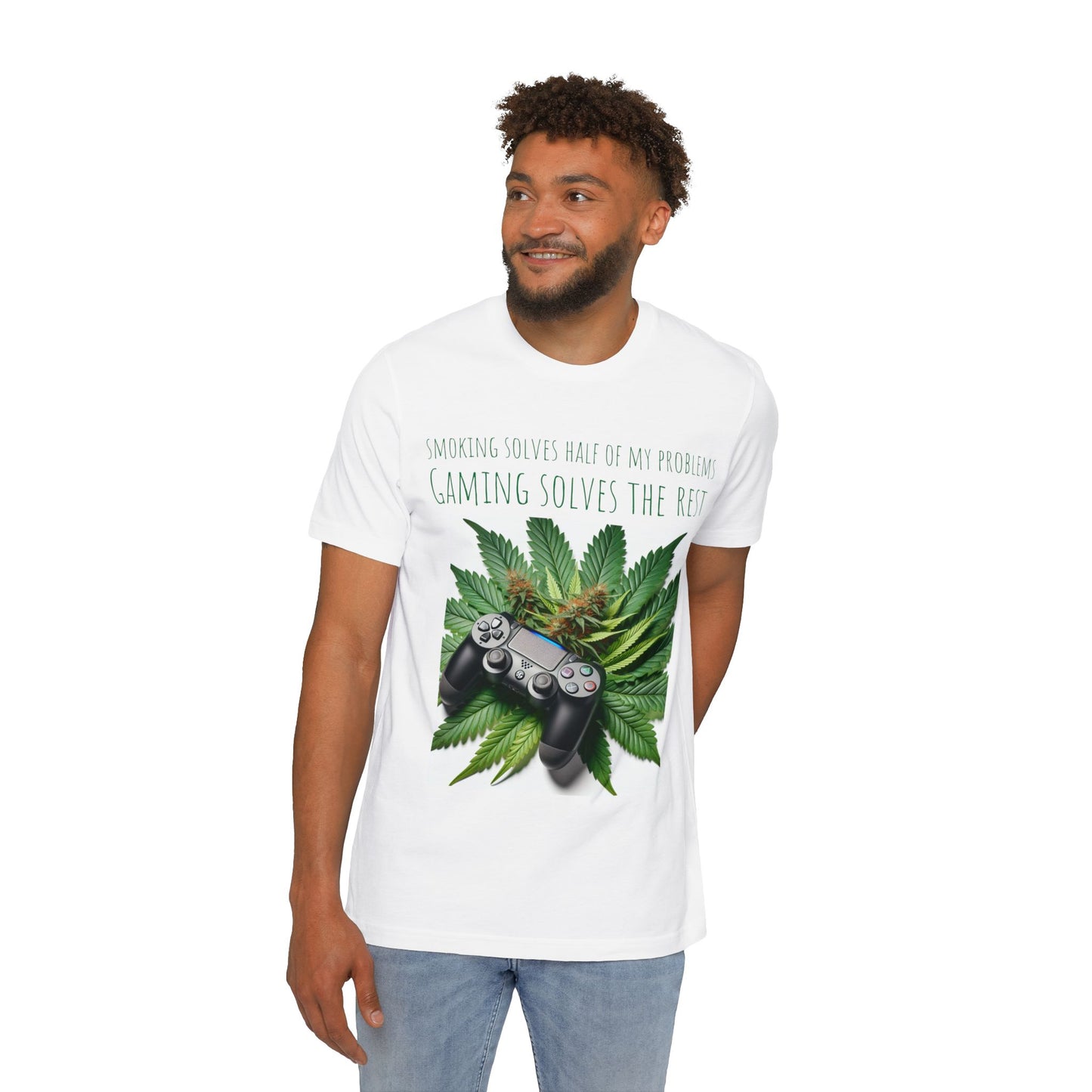 Smoking Solves Half Of My Problems USA-Made Unisex Short-Sleeve Jersey T-Shirt