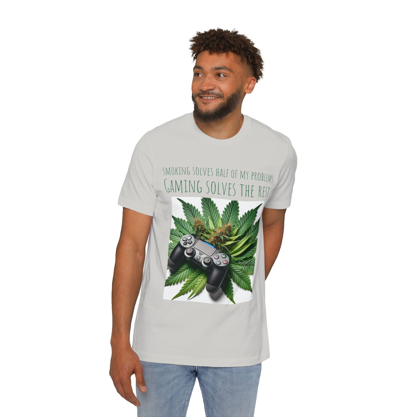 Smoking Solves Half Of My Problems USA-Made Unisex Short-Sleeve Jersey T-Shirt