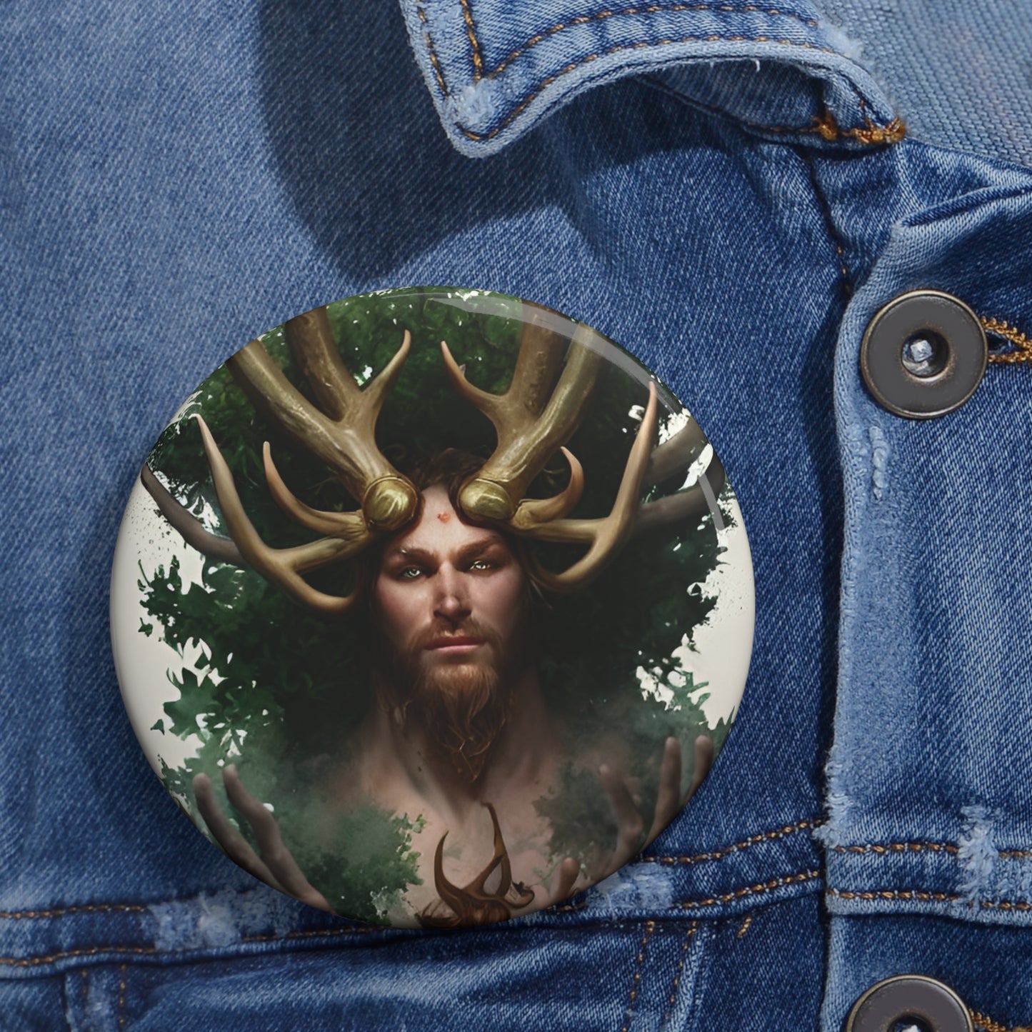 Horned God Cernunnos Celtic God Custom Pin Buttons