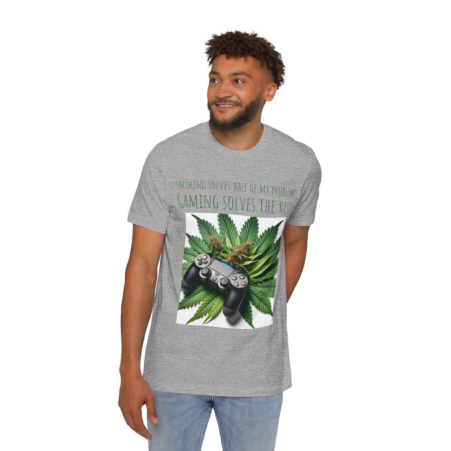 Smoking Solves Half Of My Problems USA-Made Unisex Short-Sleeve Jersey T-Shirt