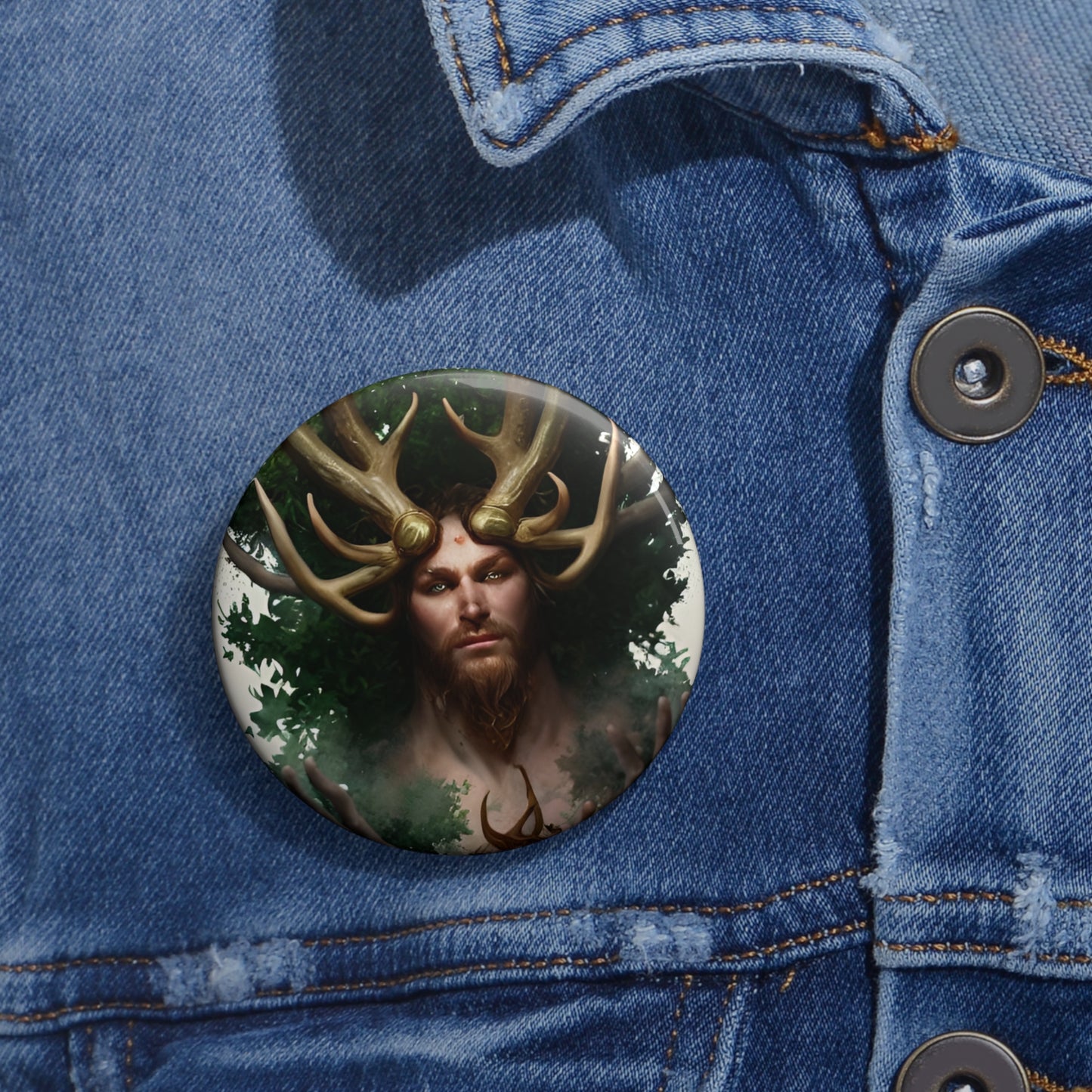 Horned God Cernunnos Celtic God Custom Pin Buttons