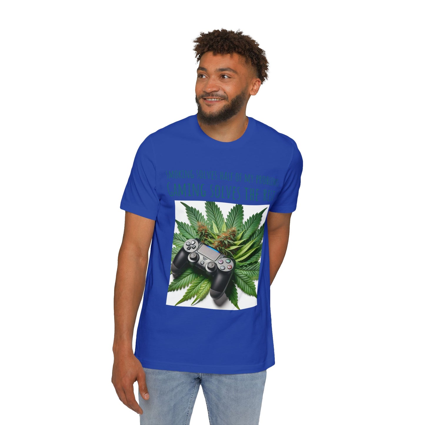 Smoking Solves Half Of My Problems USA-Made Unisex Short-Sleeve Jersey T-Shirt