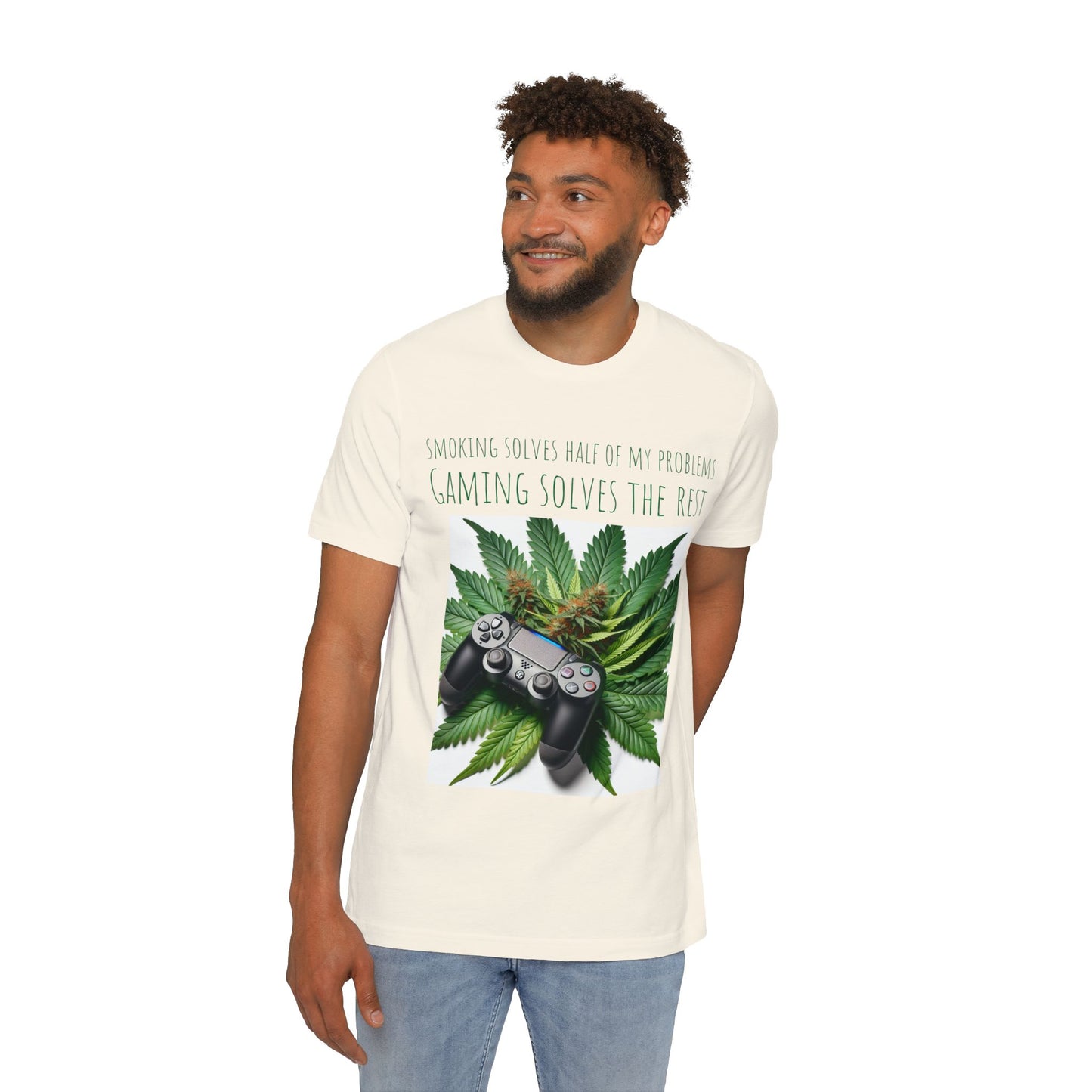 Smoking Solves Half Of My Problems USA-Made Unisex Short-Sleeve Jersey T-Shirt
