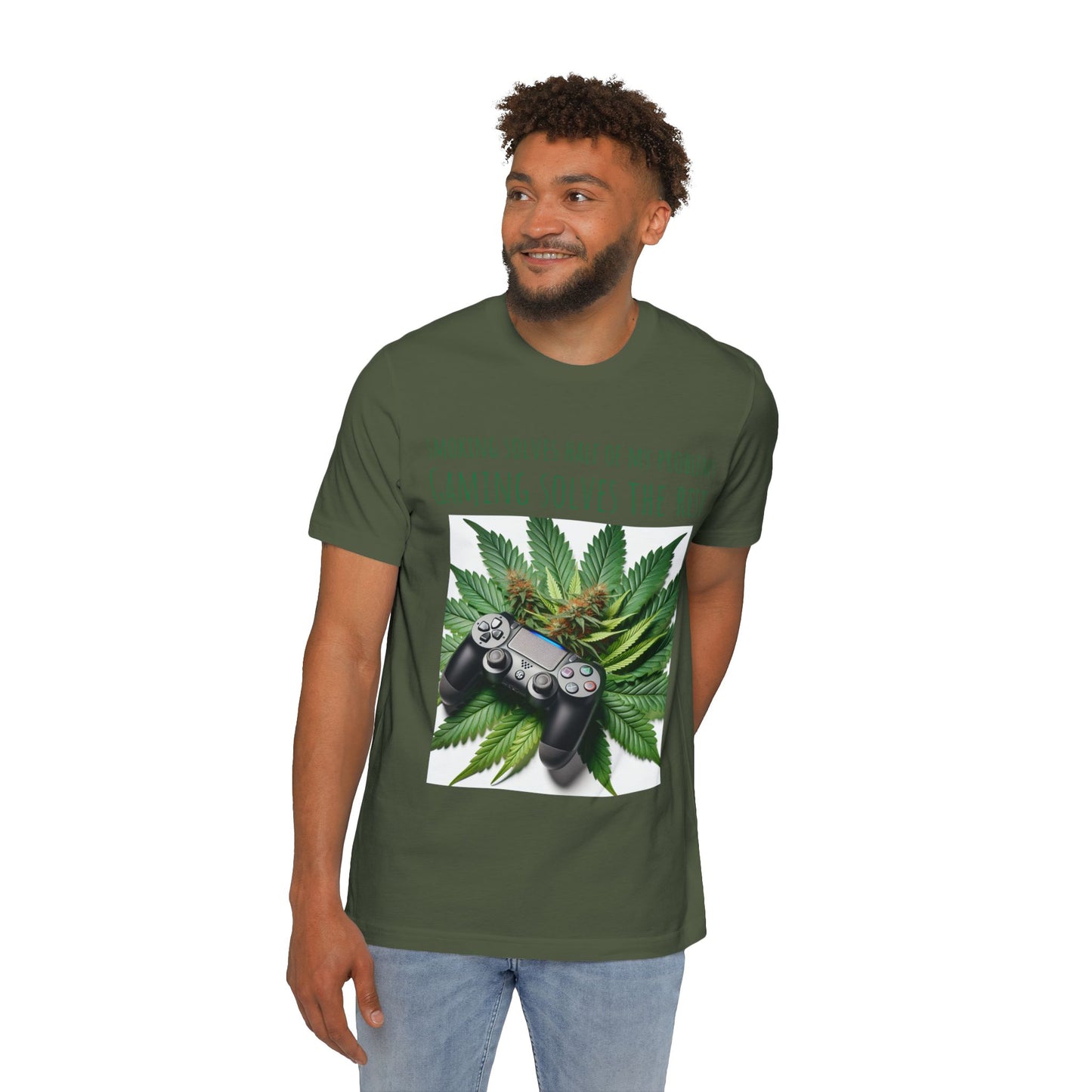 Smoking Solves Half Of My Problems USA-Made Unisex Short-Sleeve Jersey T-Shirt
