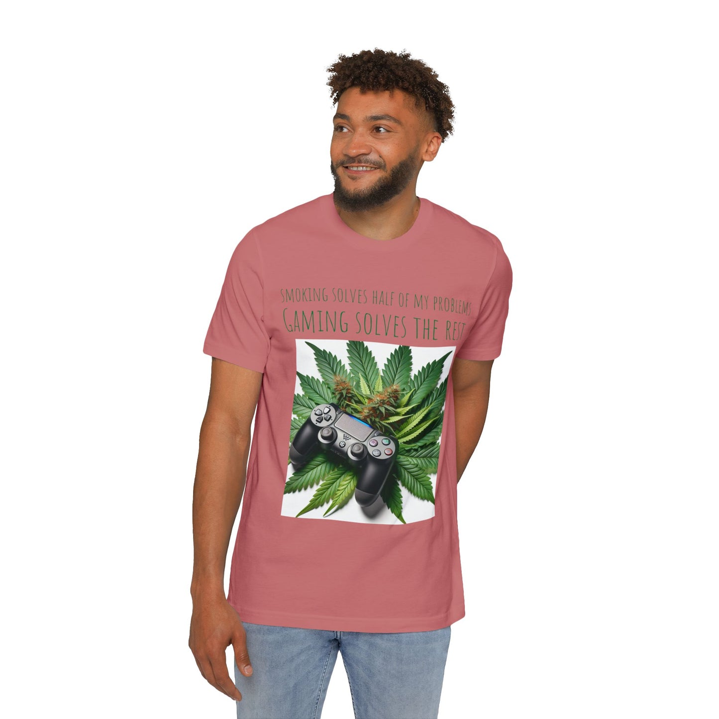 Smoking Solves Half Of My Problems USA-Made Unisex Short-Sleeve Jersey T-Shirt