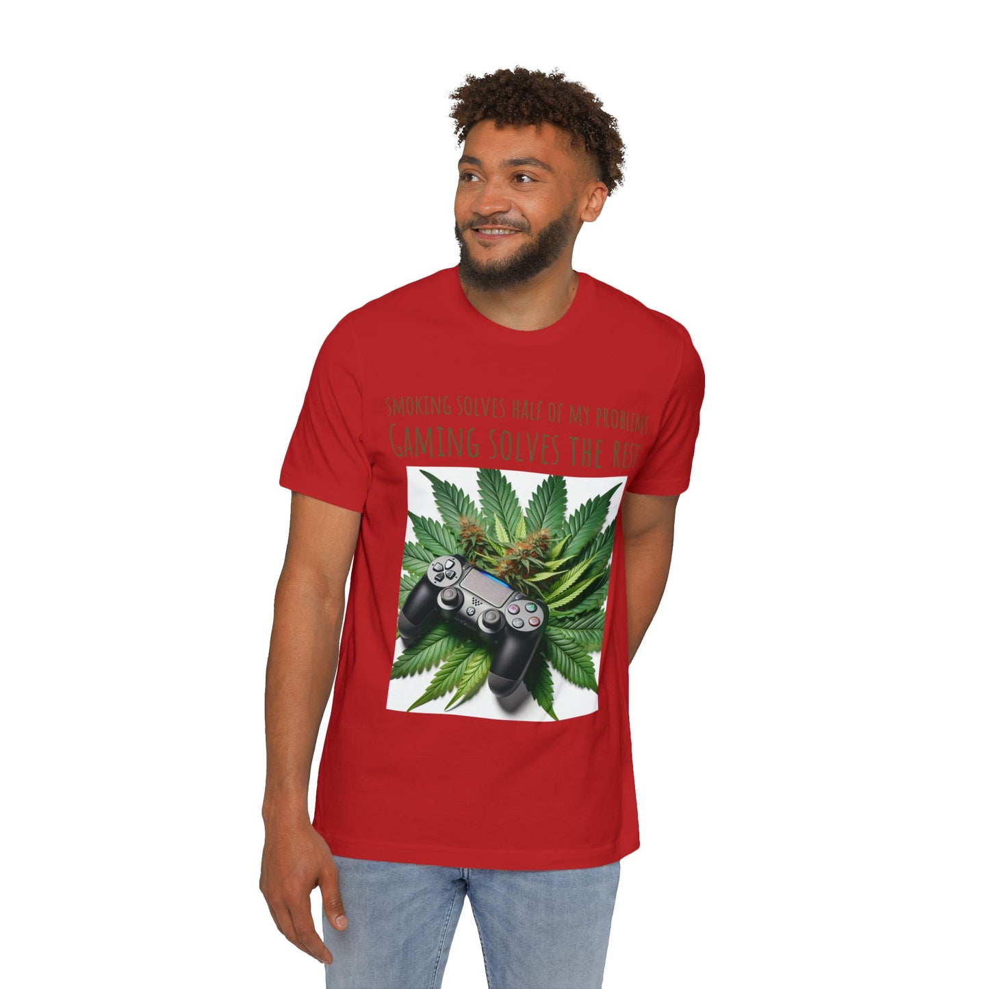 Smoking Solves Half Of My Problems USA-Made Unisex Short-Sleeve Jersey T-Shirt