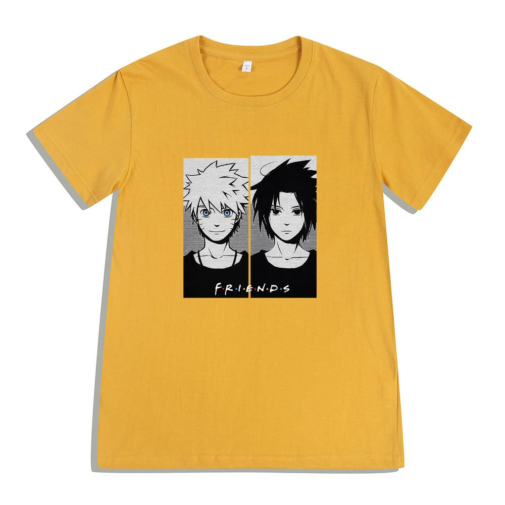 Japanese anime short sleeved t-shirt summer new Naruto Hokage Sasuke friends cotton printed short sleeved top