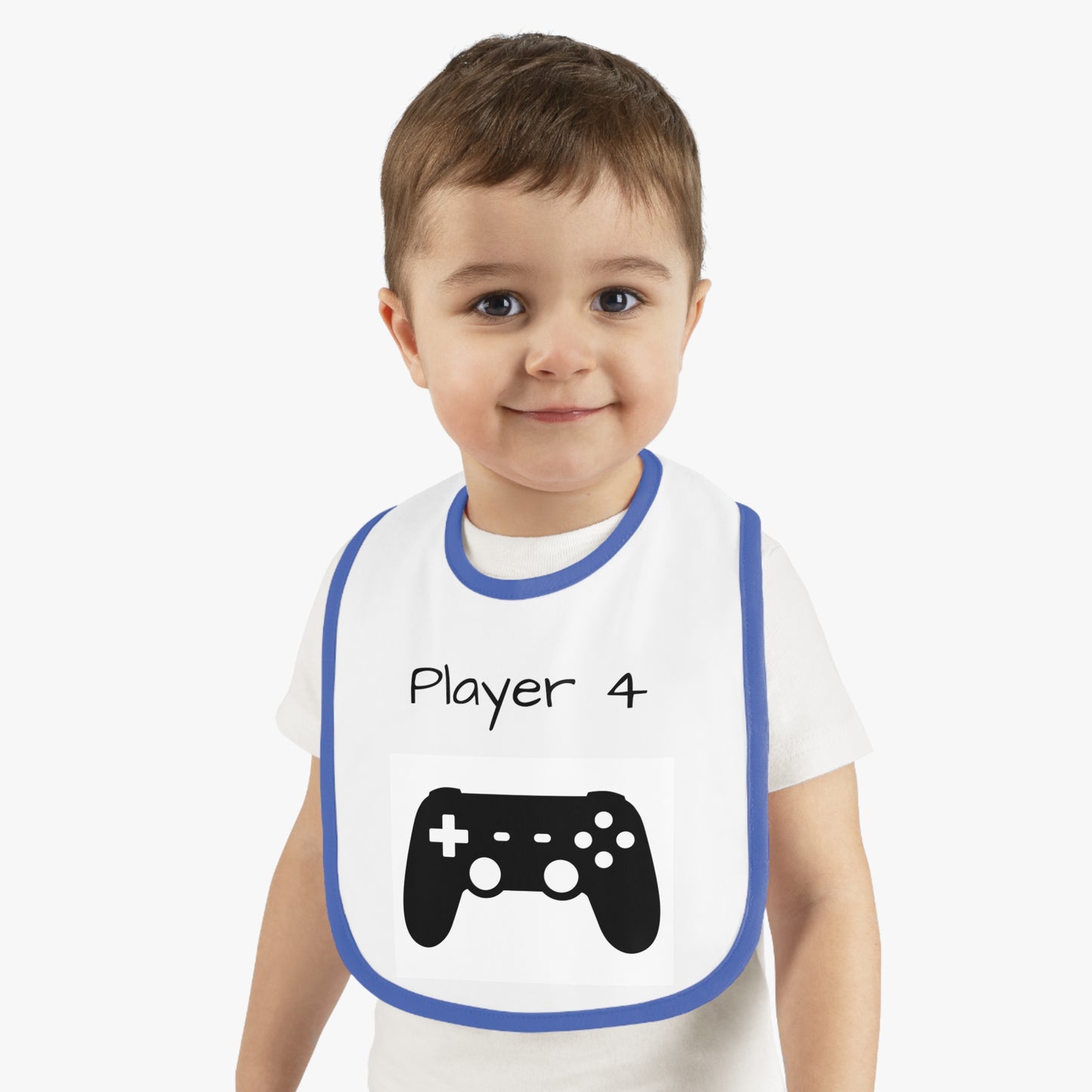 Player 4 Baby Contrast Trim Jersey Bib