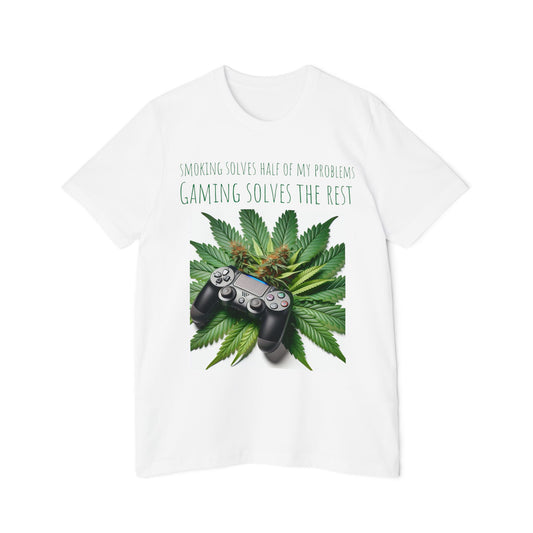 Smoking Solves Half Of My Problems USA-Made Unisex Short-Sleeve Jersey T-Shirt