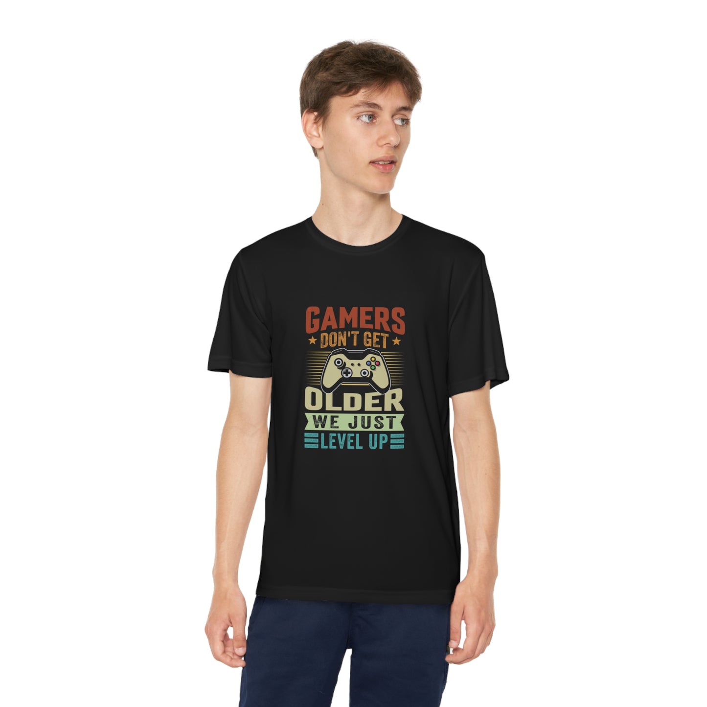 Gamers don’t get older we just level up Youth Competitor Tee