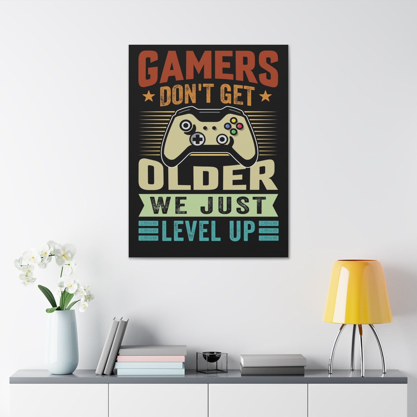 Gamers Don’t Get Older We Just Level Up Canvas Stretched, 1.5''