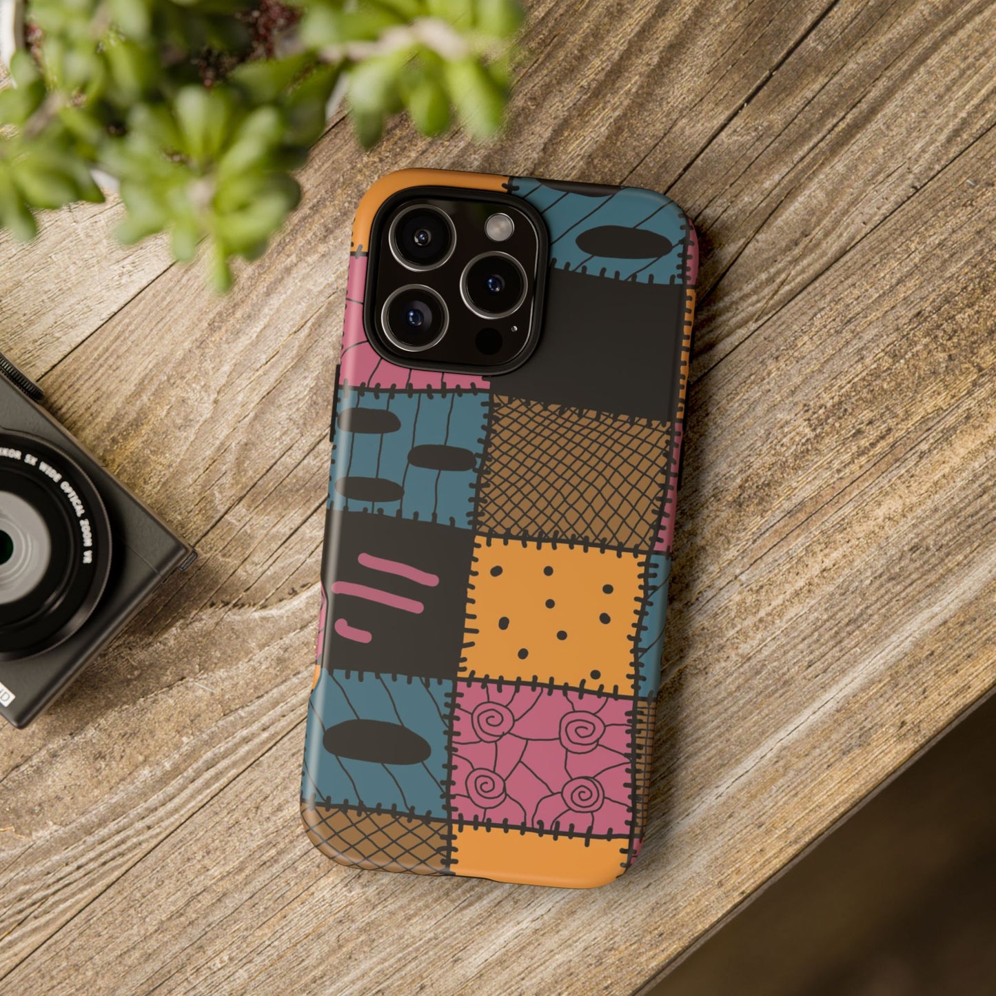 Nightmare Before Christmas Sally Phone Case - Colorful Patchwork Design for Unique Style