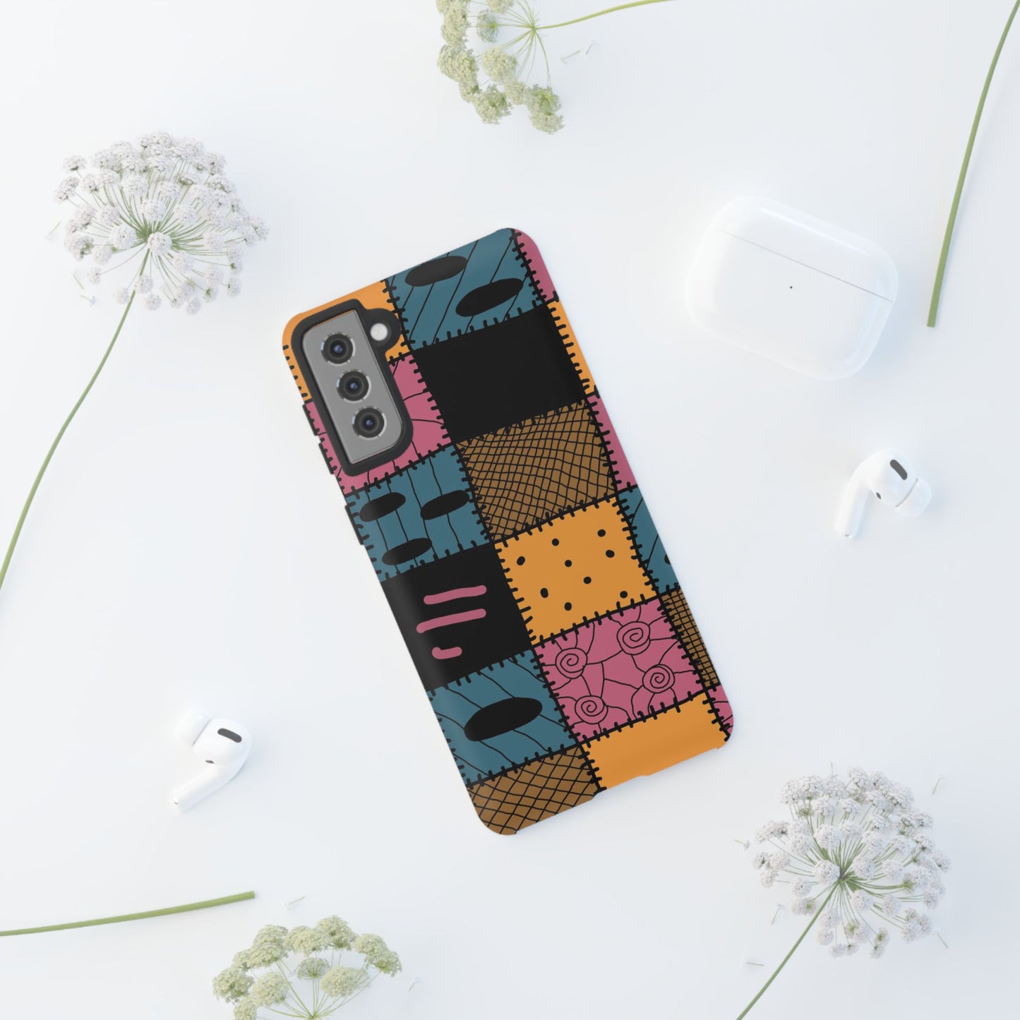 Nightmare Before Christmas Sally Phone Case - Colorful Patchwork Design for Unique Style