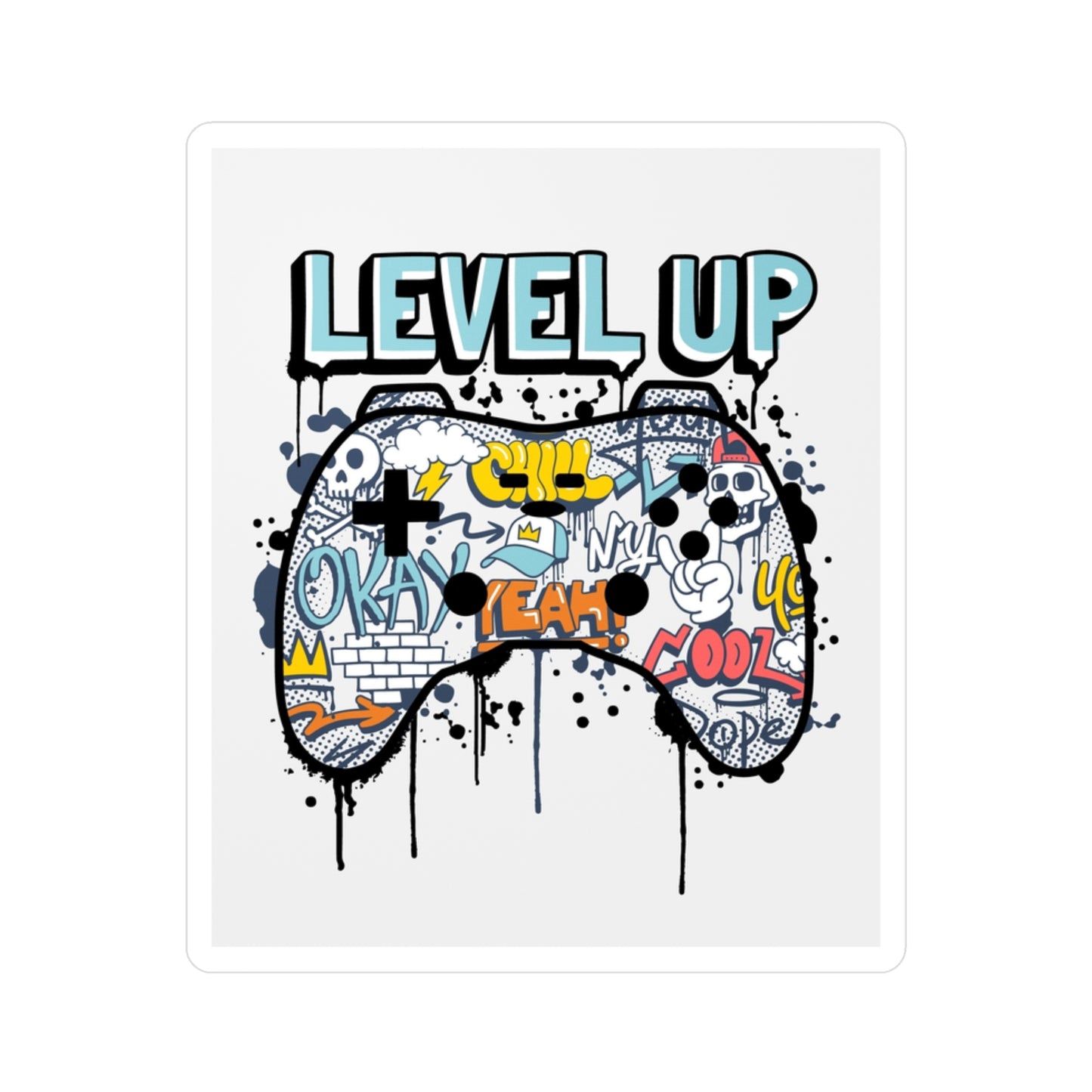 Level up game controller Kiss-Cut Vinyl Decals