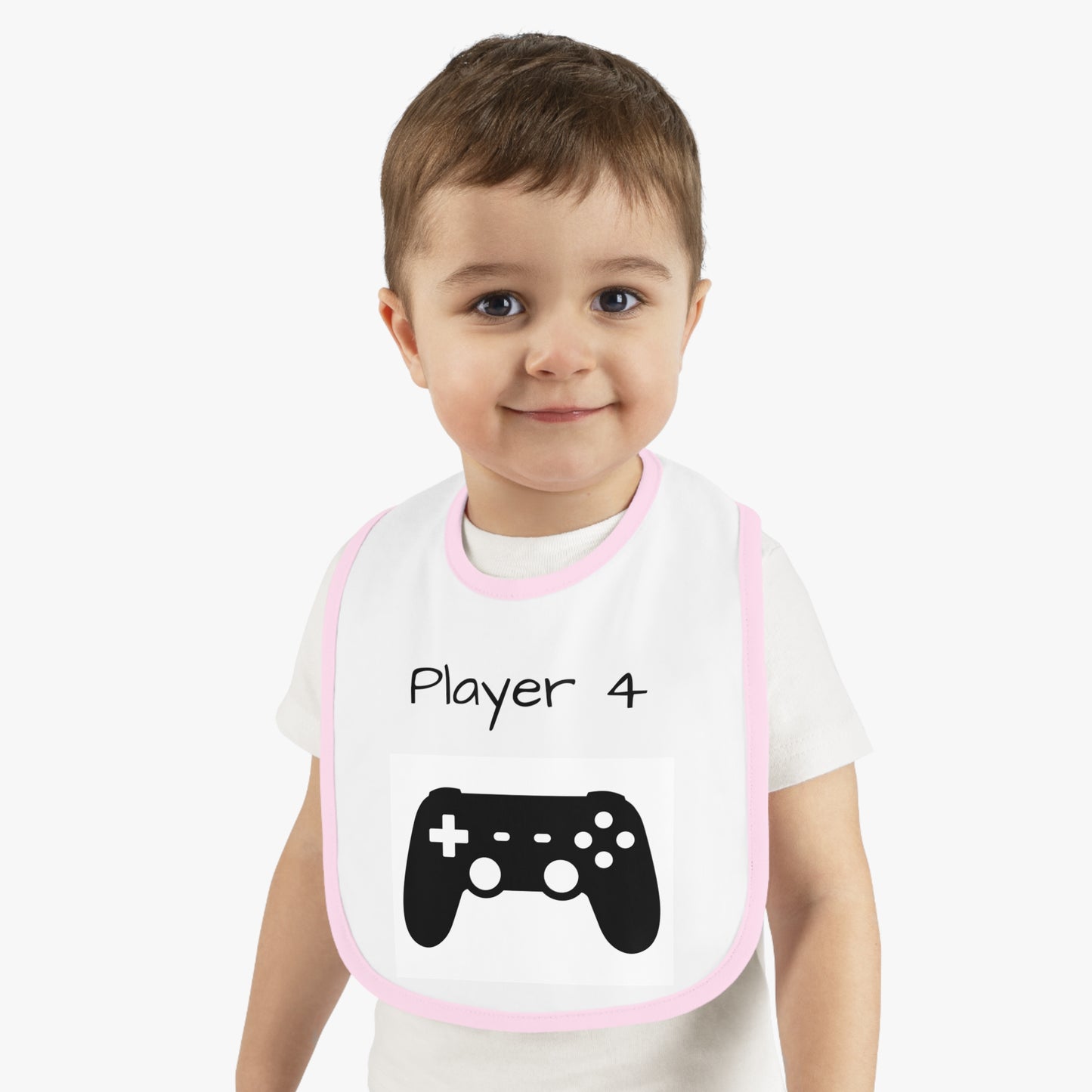 Player 4 Baby Contrast Trim Jersey Bib