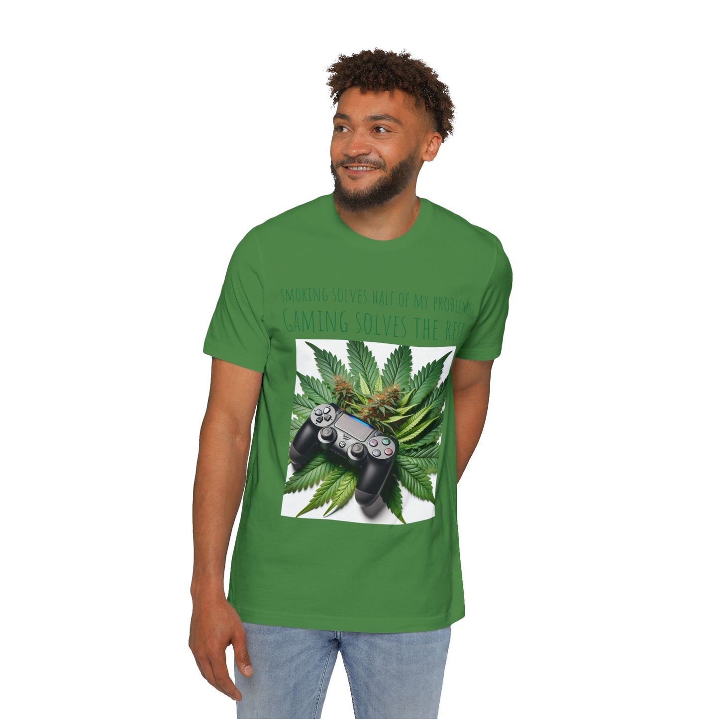 Smoking Solves Half Of My Problems USA-Made Unisex Short-Sleeve Jersey T-Shirt