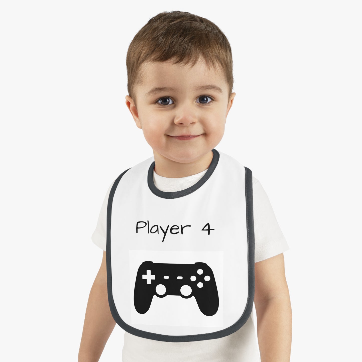 Player 4 Baby Contrast Trim Jersey Bib