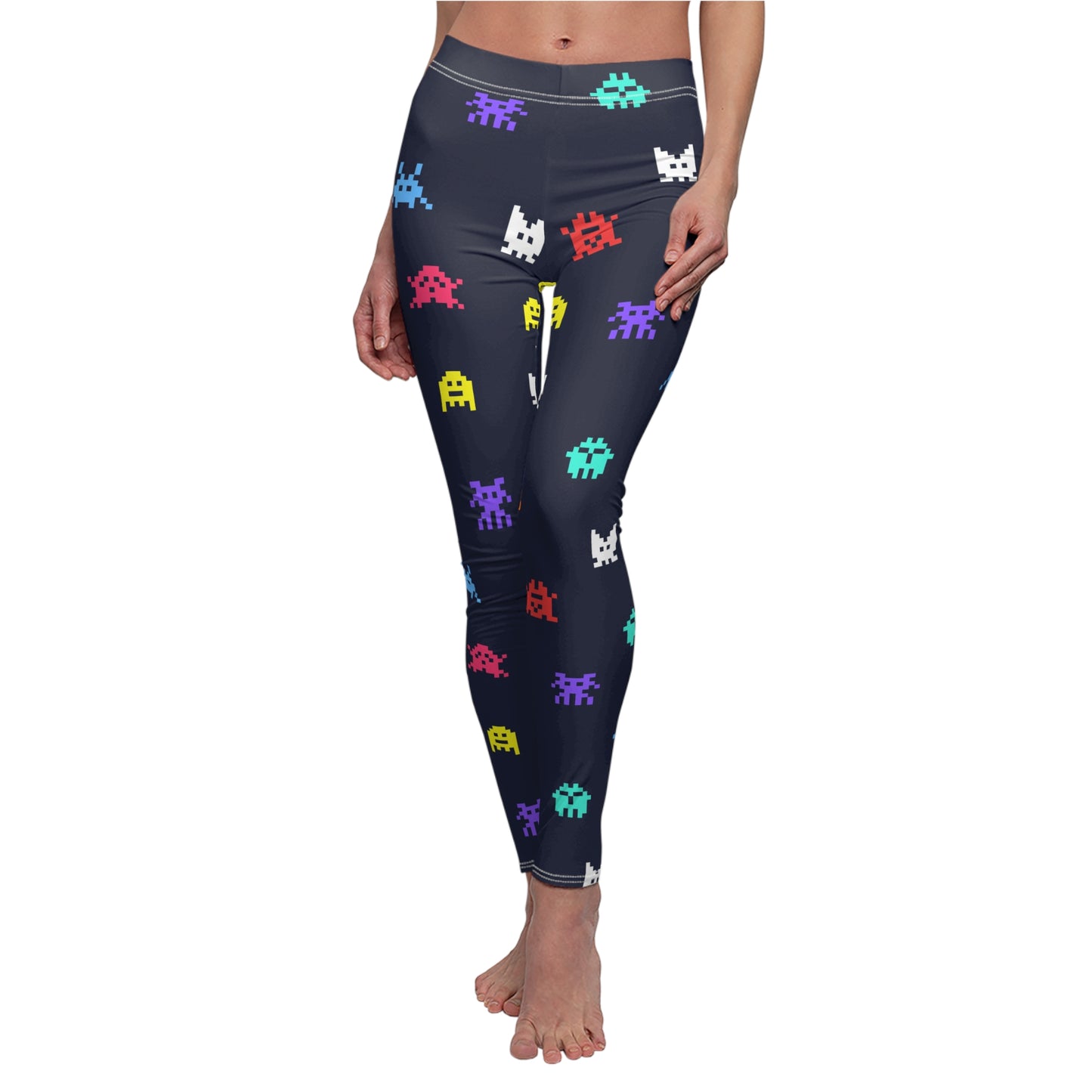 8 Bit Gamer Pattern Women's Cut & Sew Casual Leggings (AOP)