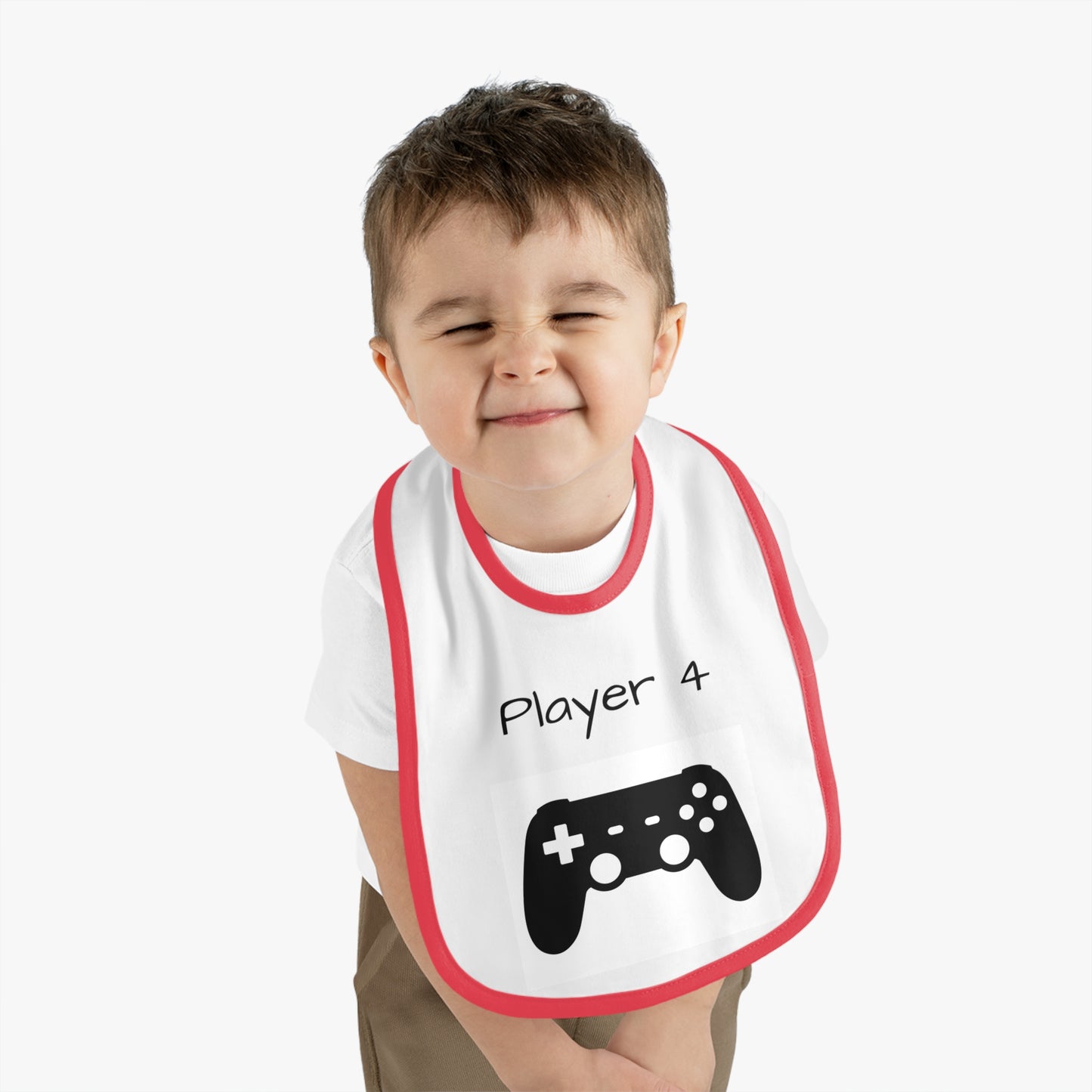 Player 4 Baby Contrast Trim Jersey Bib