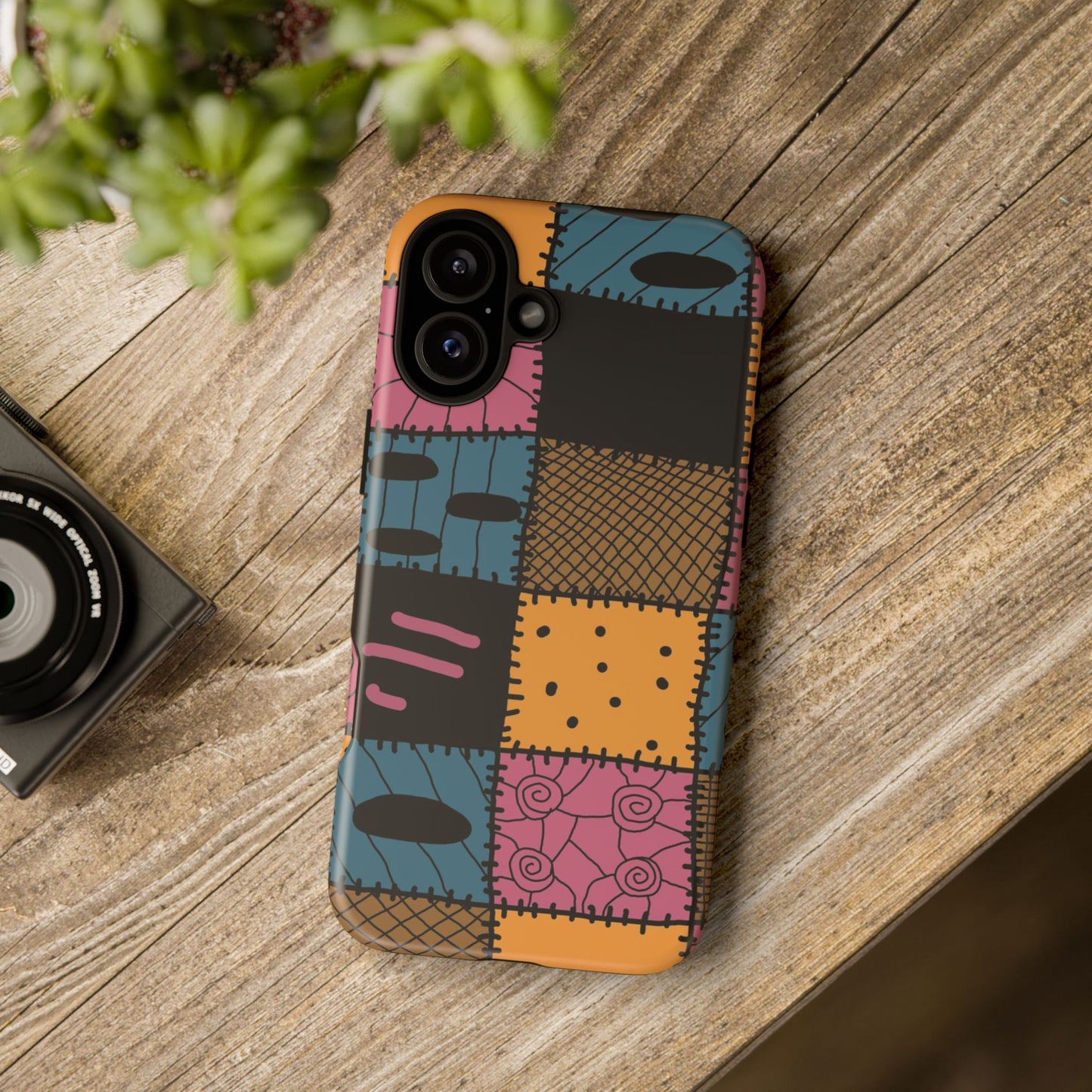 Nightmare Before Christmas Sally Phone Case - Colorful Patchwork Design for Unique Style