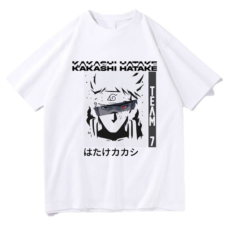 Anime new Naruto Kakashi pullover T-shirt cross-border thin men's and women's short sleeved T-shirt