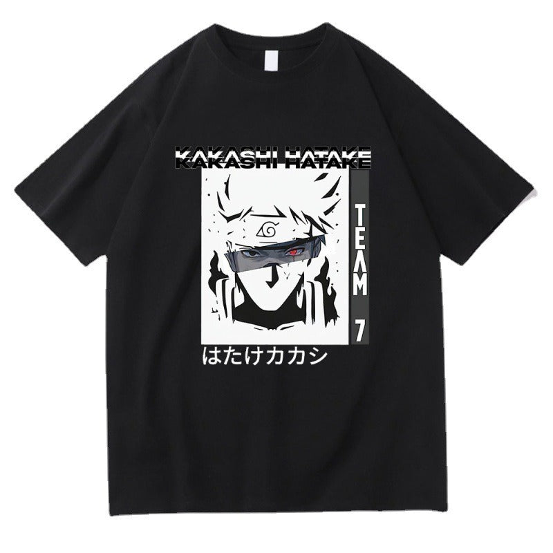 Anime new Naruto Kakashi pullover T-shirt cross-border thin men's and women's short sleeved T-shirt