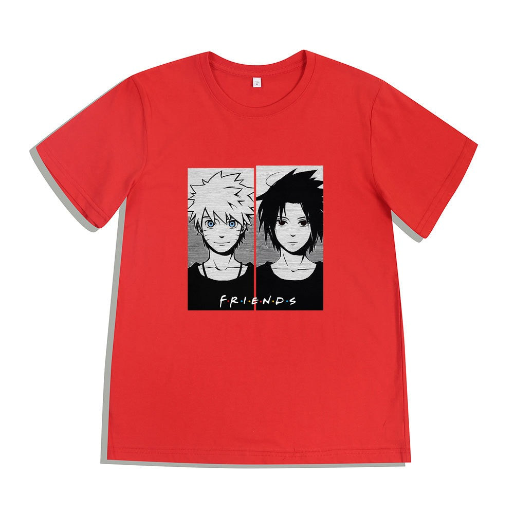 Japanese anime short sleeved t-shirt summer new Naruto Hokage Sasuke friends cotton printed short sleeved top