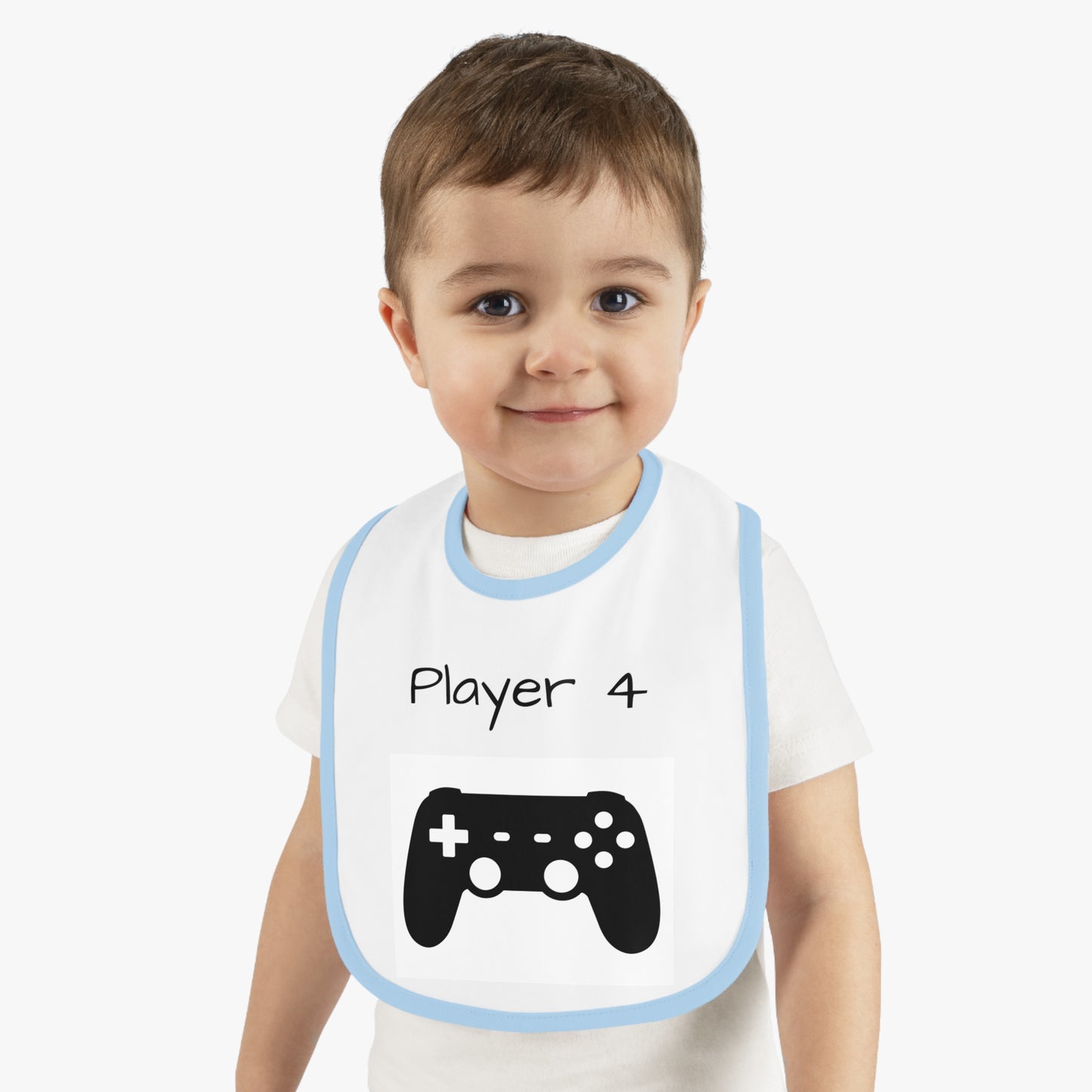 Player 4 Baby Contrast Trim Jersey Bib