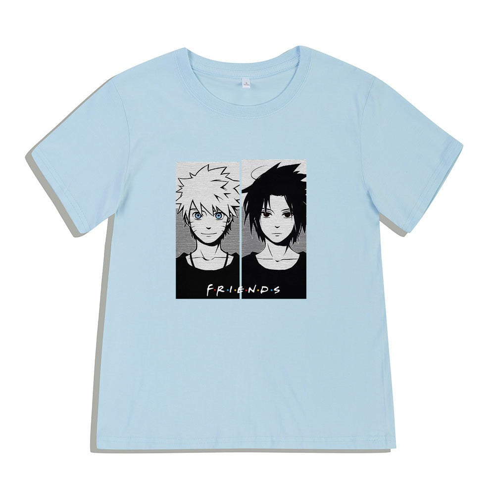 Japanese anime short sleeved t-shirt summer new Naruto Hokage Sasuke friends cotton printed short sleeved top