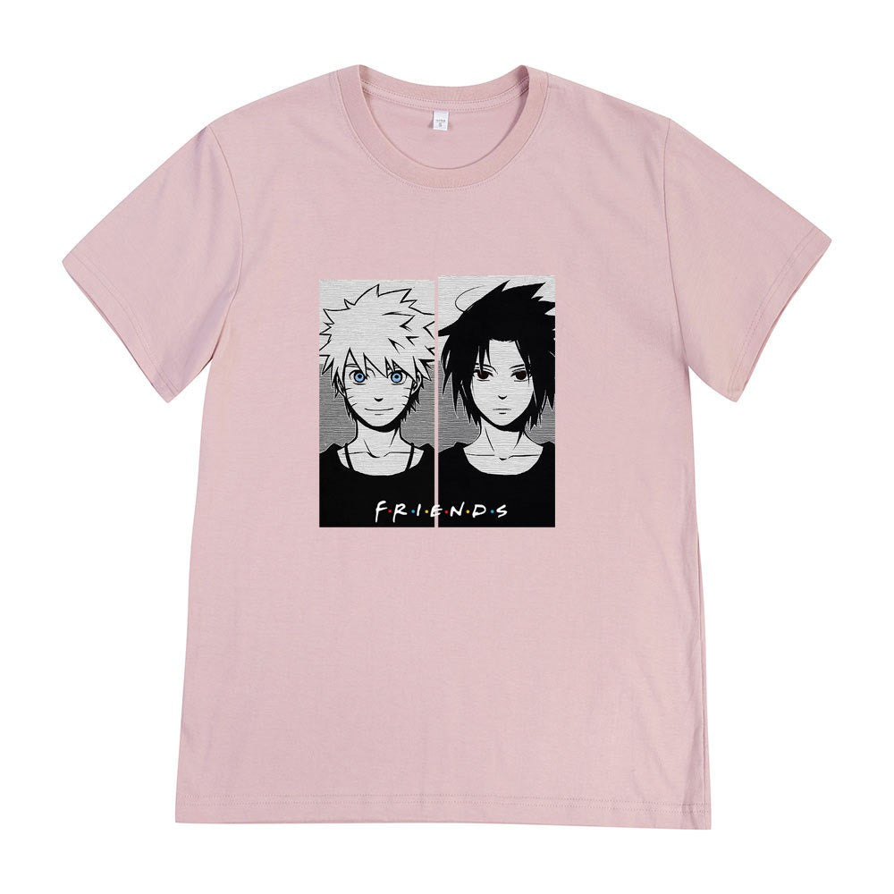 Japanese anime short sleeved t-shirt summer new Naruto Hokage Sasuke friends cotton printed short sleeved top