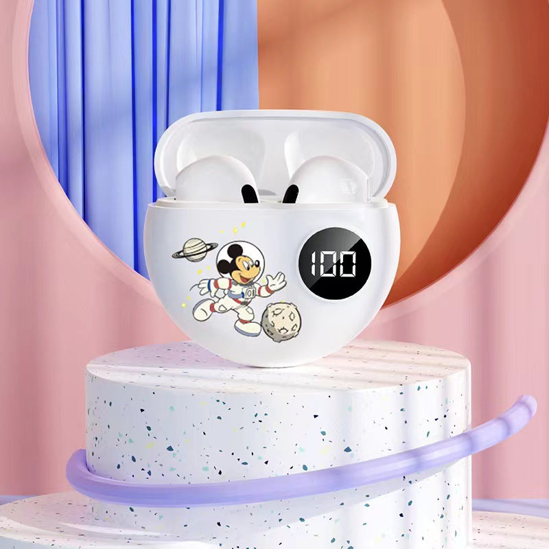 New Minnie Mickey Digital Display Bluetooth Headset Co-Branded Bluetooth Headset Apro6 Half In-Ear TWS