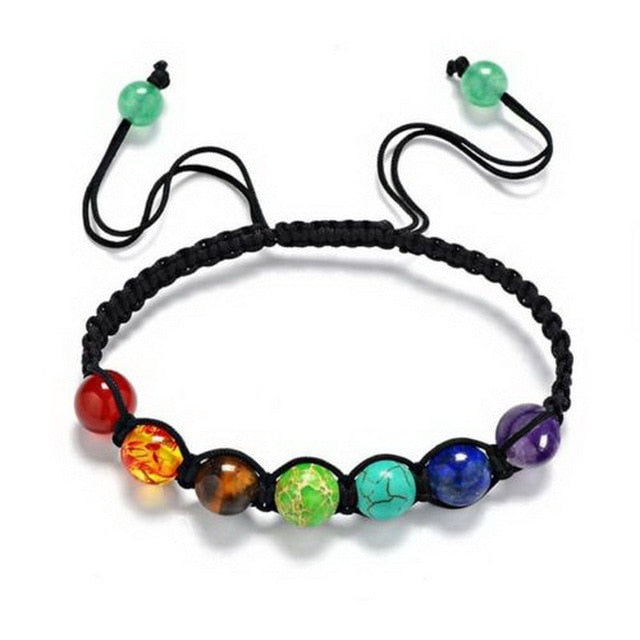 8mm Big Beads 7 Chakra Bracelet Yoga Bracelet Healing Balance Supernatural Lava Reiki Stones Beads Bracelet Women Jewelry