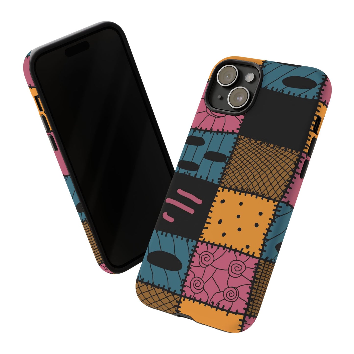 Nightmare Before Christmas Sally Phone Case - Colorful Patchwork Design for Unique Style