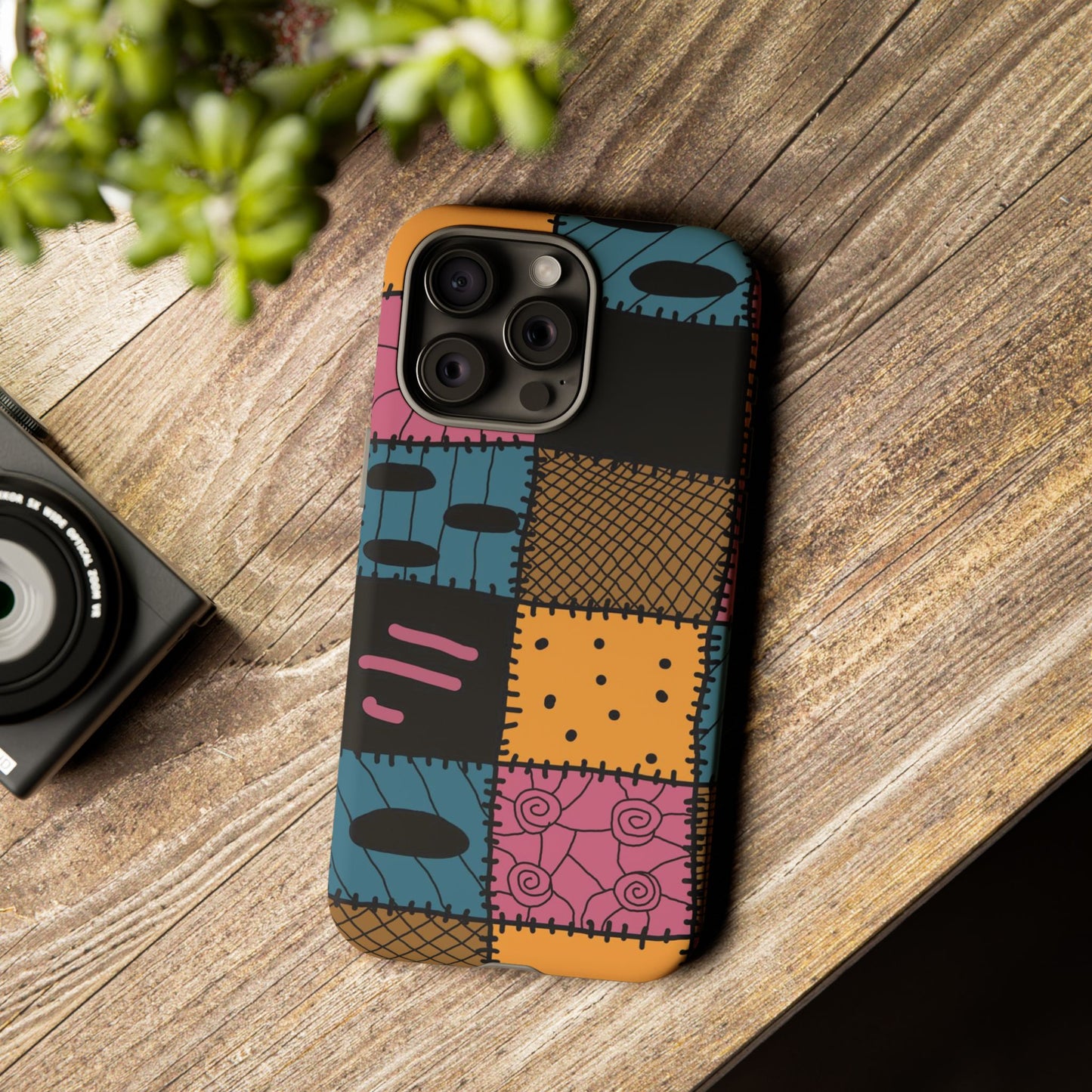 Nightmare Before Christmas Sally Phone Case - Colorful Patchwork Design for Unique Style