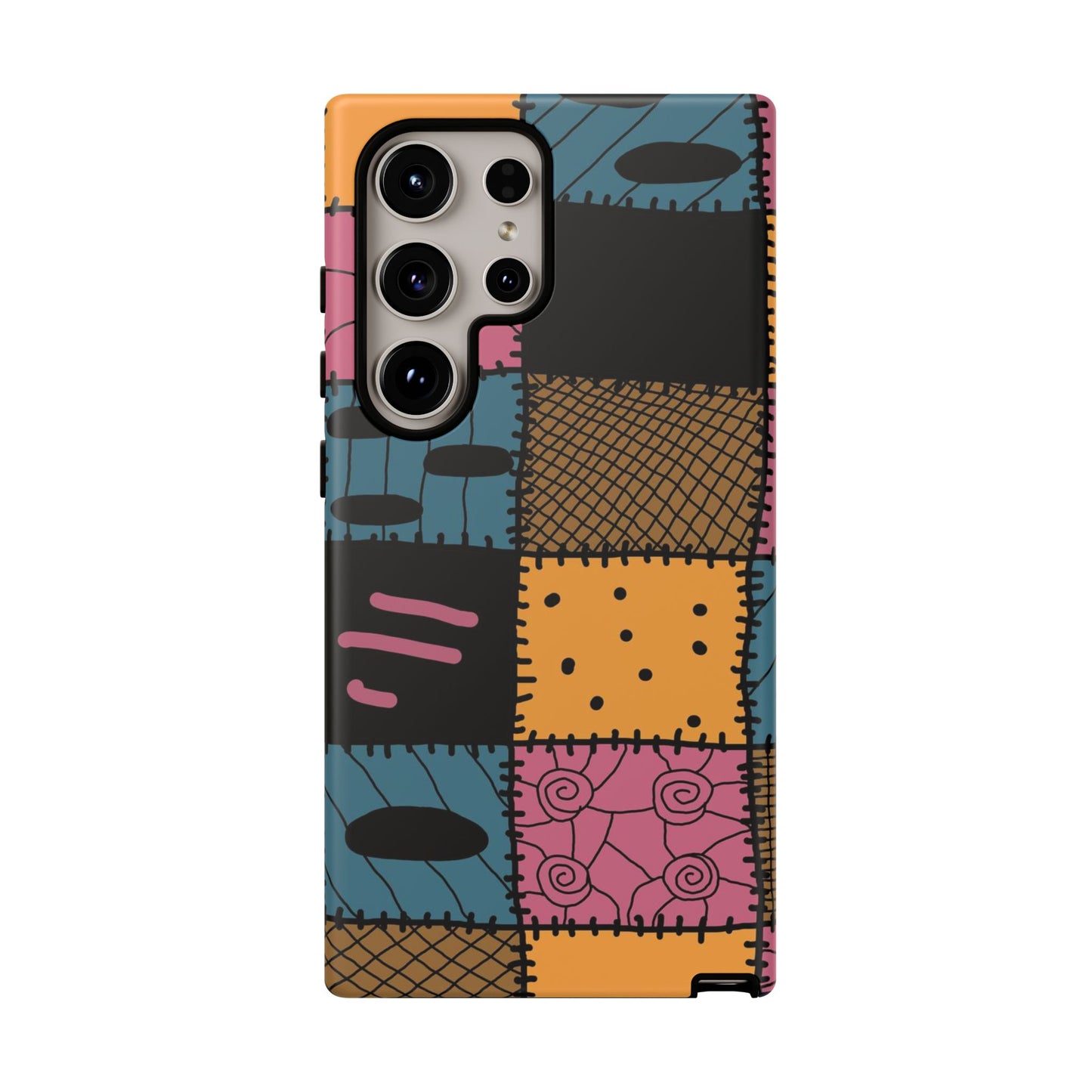 Nightmare Before Christmas Sally Phone Case - Colorful Patchwork Design for Unique Style