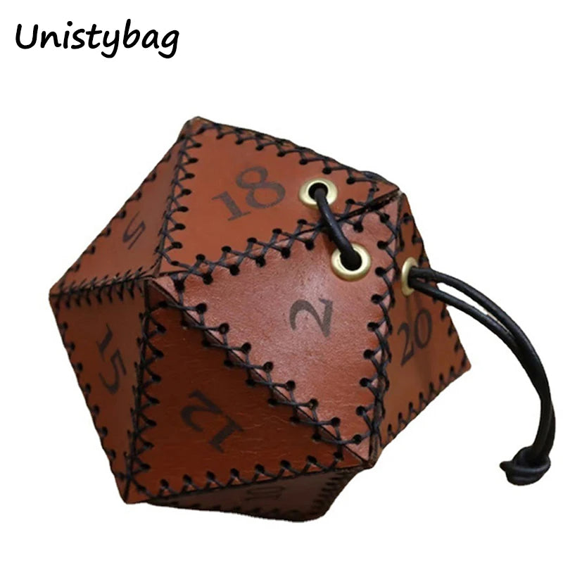 Unistybag Dice Bag Leather Polygonal Dice Storage Boxes Reinforced Drawstring Dice Bags Working Wearing Gift Idea