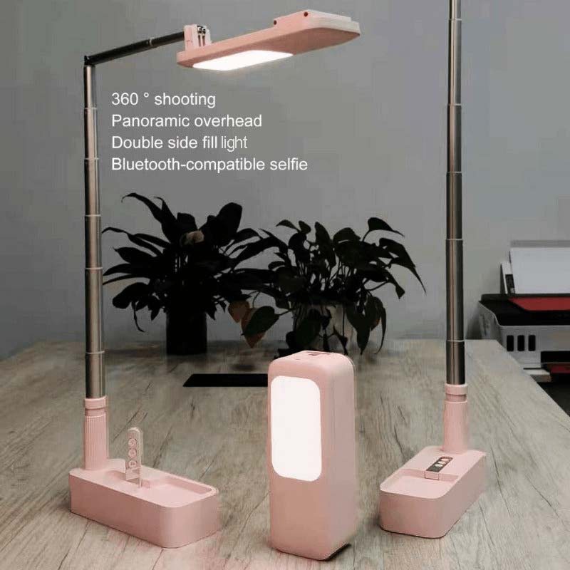 Portable Retractable Wireless Dimmable LED Selfie Fill Light Lamp For Live Video Phone Holder Stand