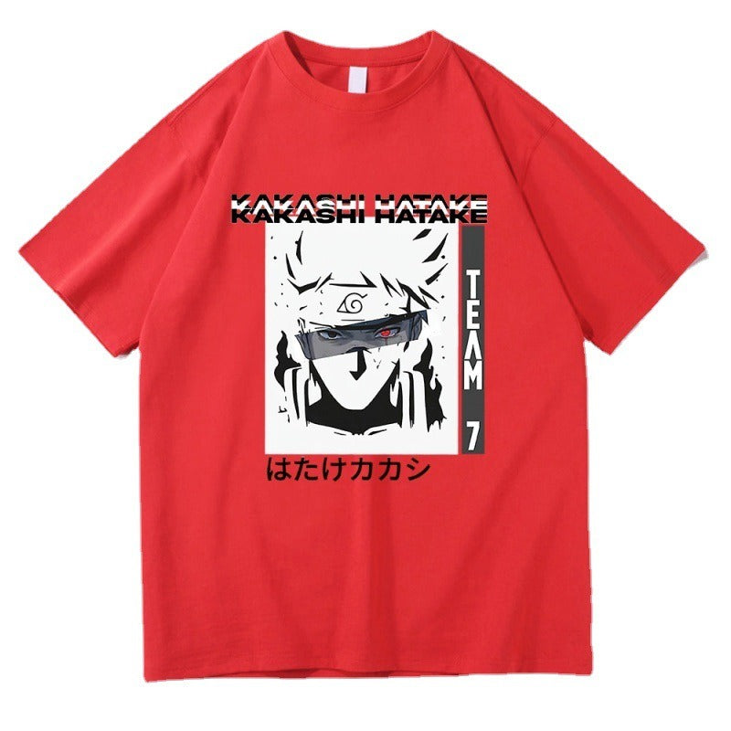 Anime new Naruto Kakashi pullover T-shirt cross-border thin men's and women's short sleeved T-shirt