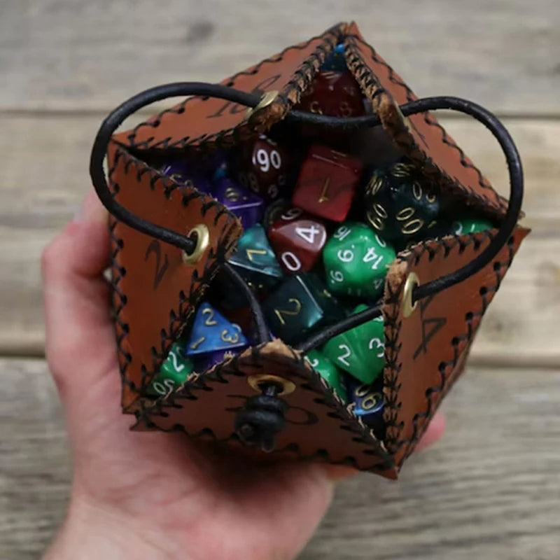 Unistybag Dice Bag Leather Polygonal Dice Storage Boxes Reinforced Drawstring Dice Bags Working Wearing Gift Idea