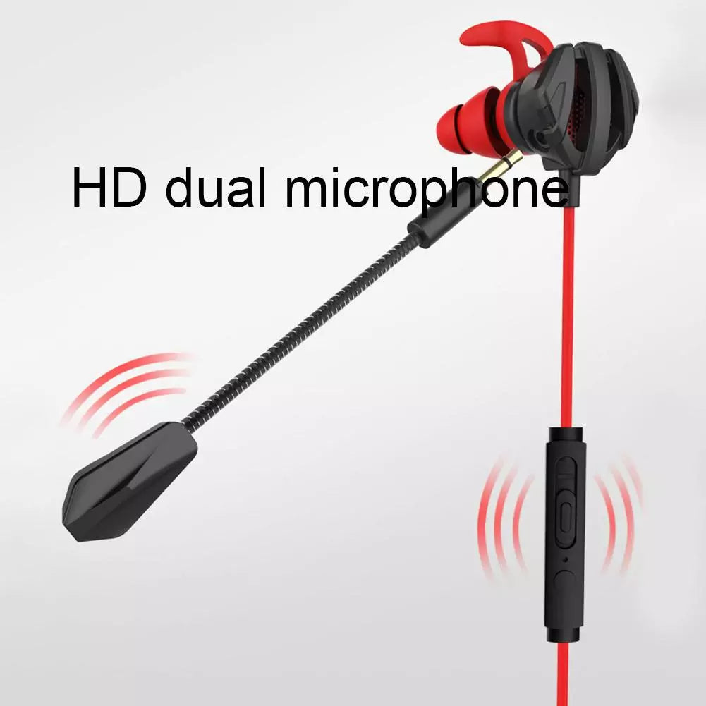 Portable Dynamic Noise Reduction In-Ear Wired Call Earphones Gaming Computer Earpiece With Dual Mic