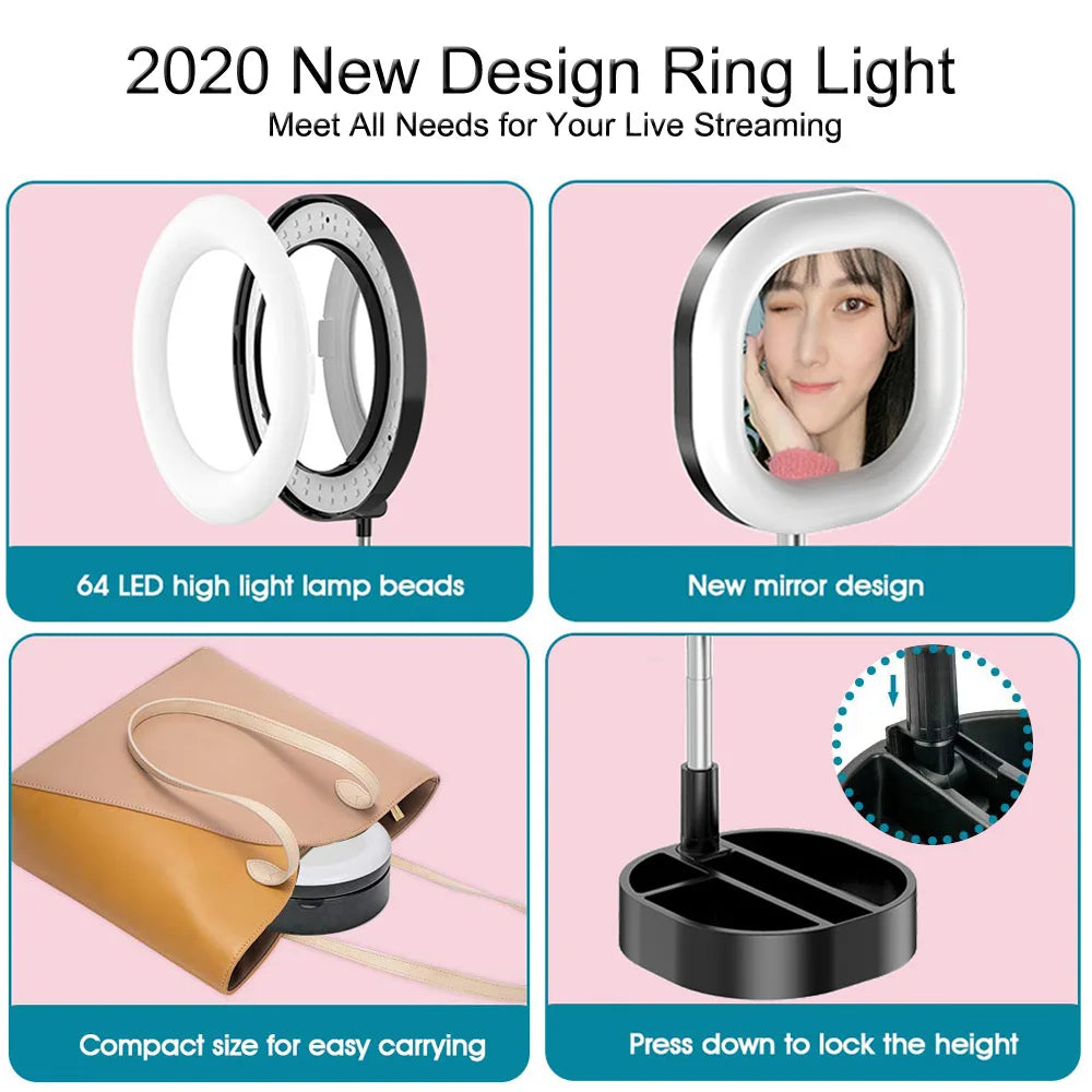 Universal USB Selfie Ring Light Photo Studio Camera Lights Dimmable Video Lighting With Stand For Youtube Makeup Live